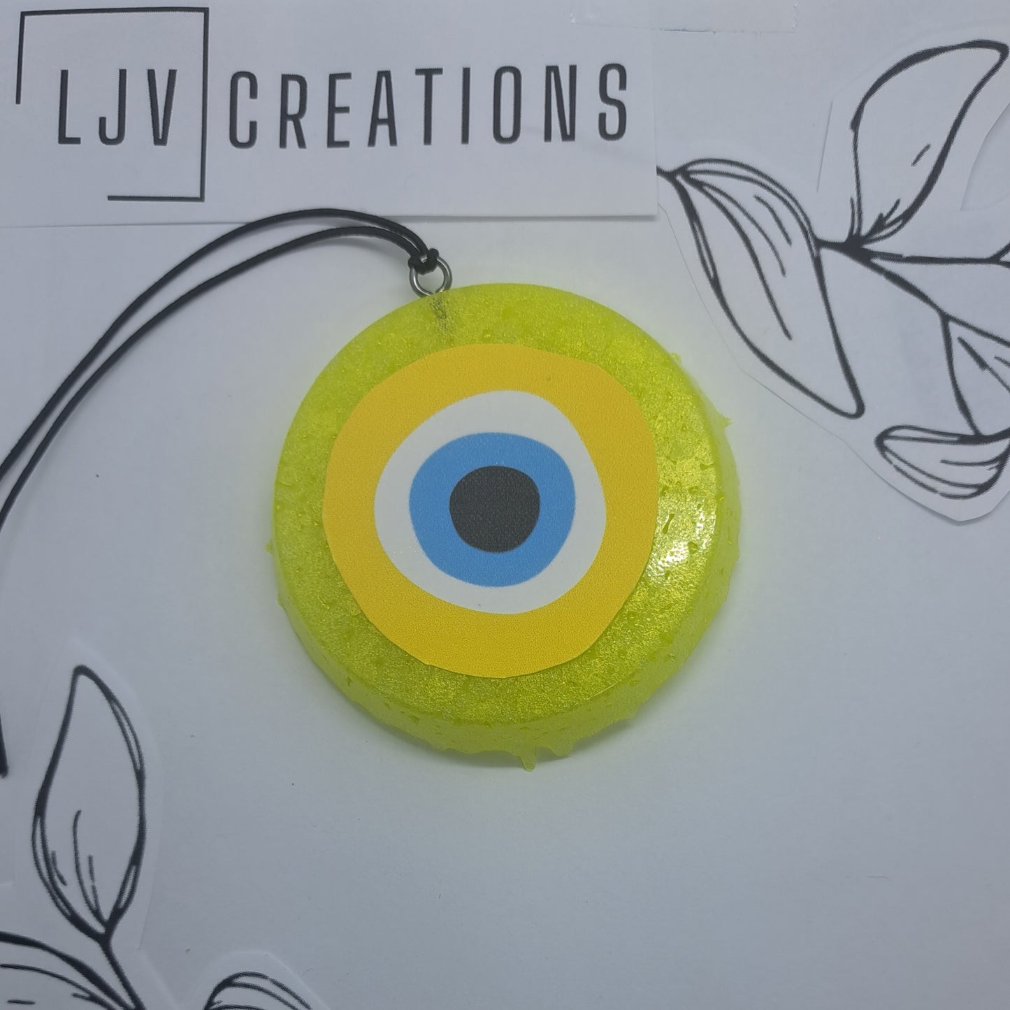 3" Round Yellow Evil Eye Freshie