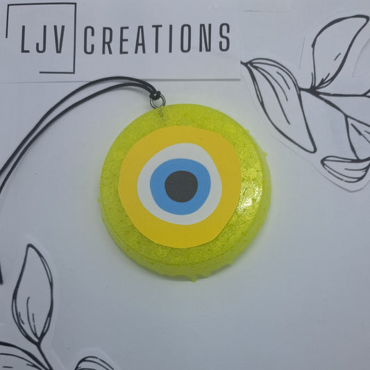 3" Round Yellow Evil Eye Freshie