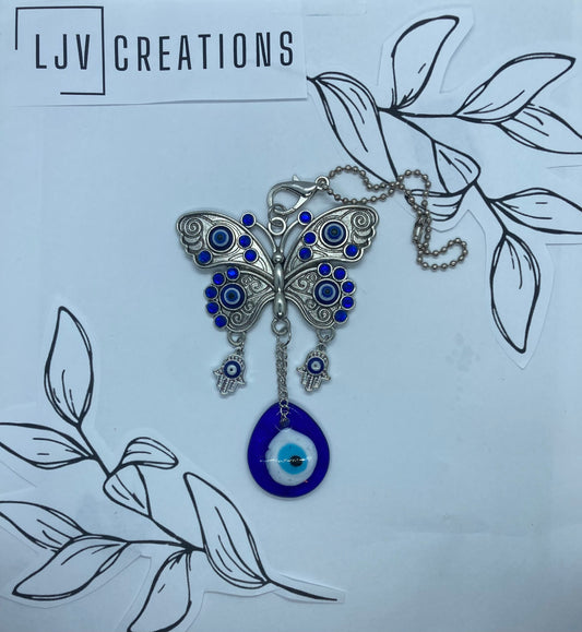 Evil Eye Butterfly Rearview Mirror Dangles