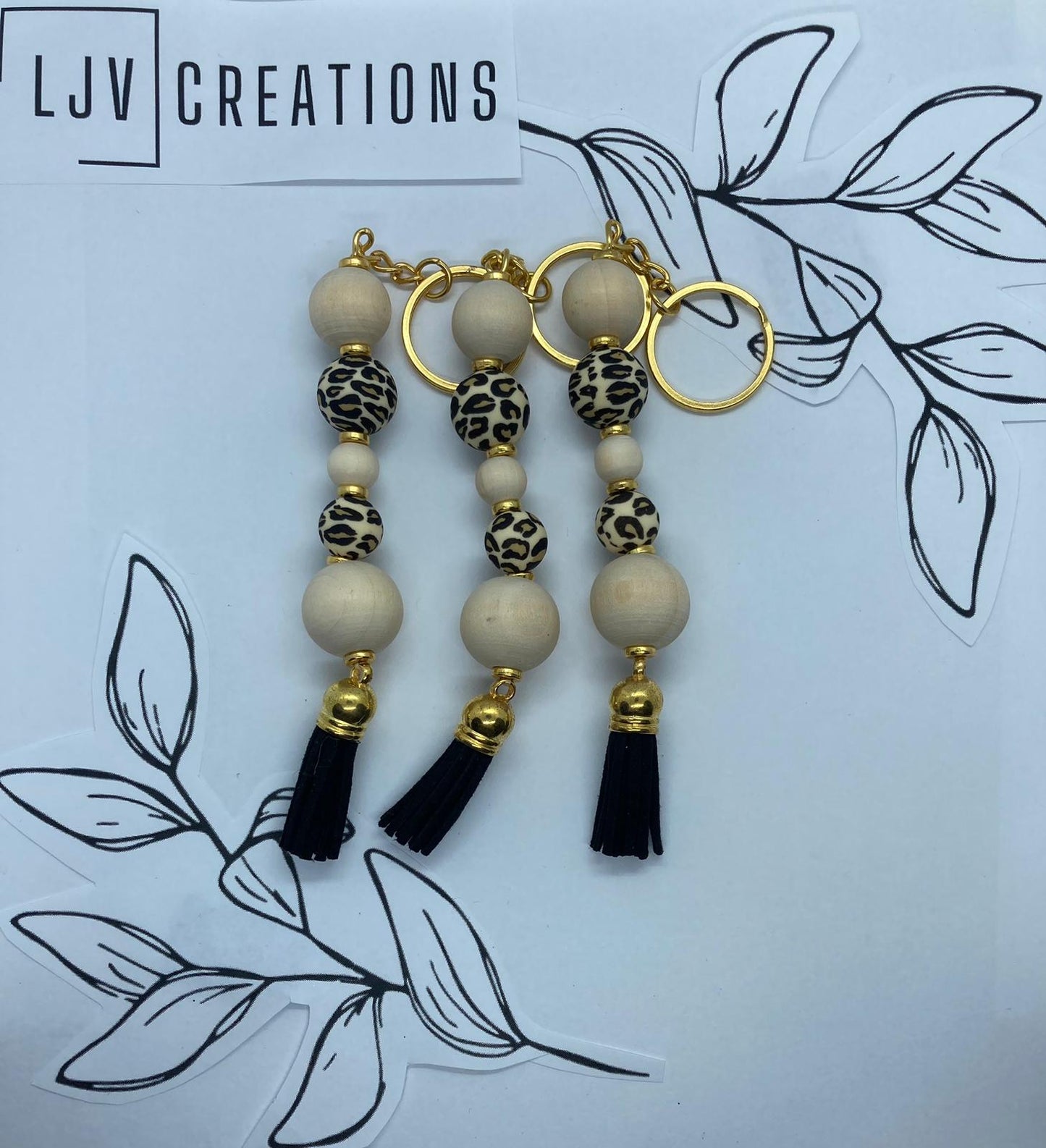 Animal print beaded keychains