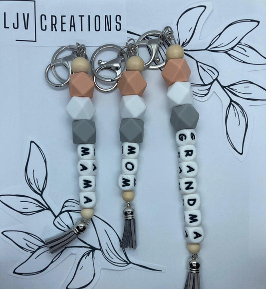 Neutral cute silicone beaded keychain