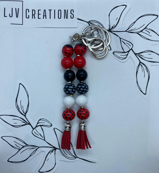 Ladybug wood beaded keychain