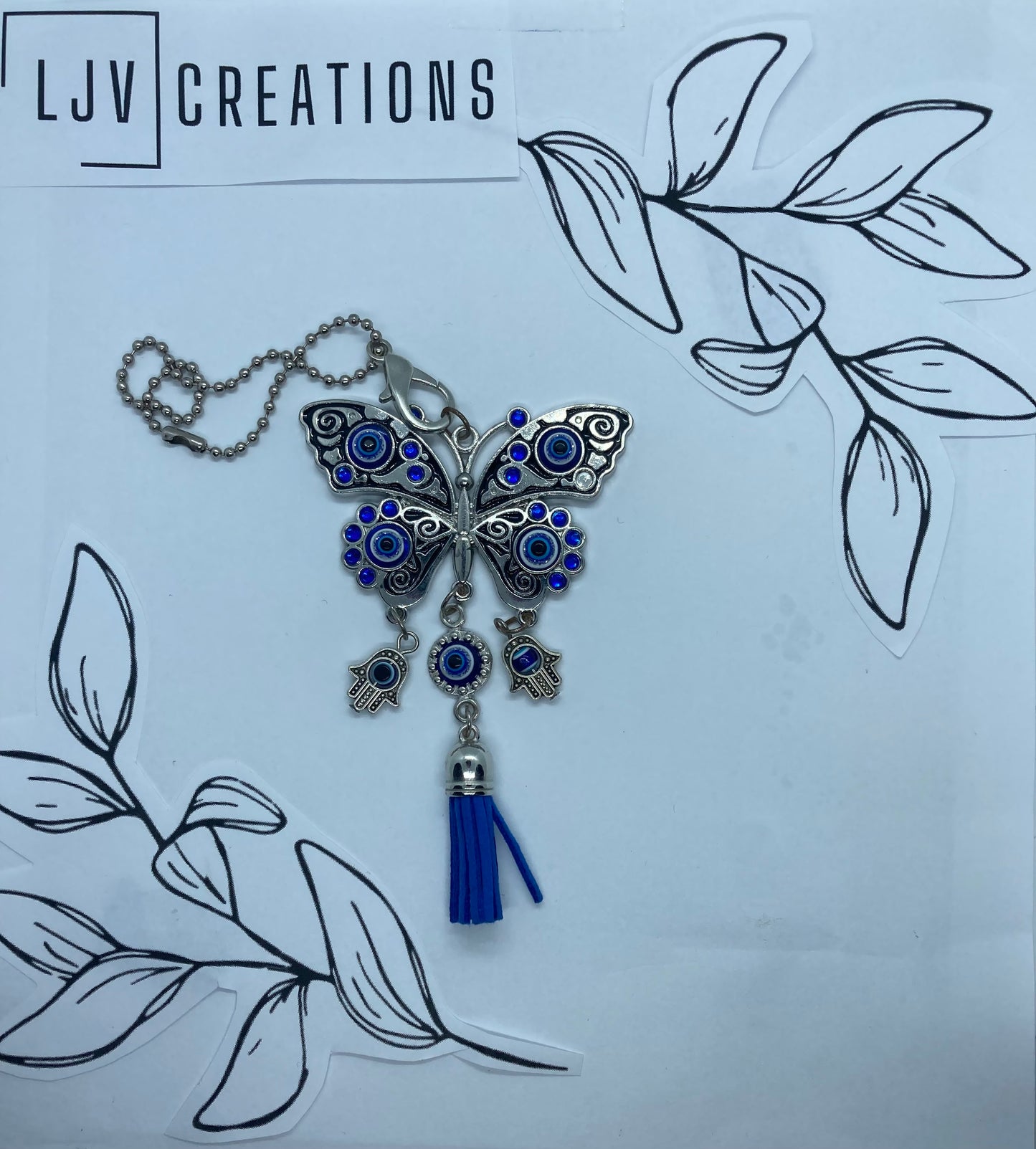 Evil Eye Butterfly Rearview Mirror Dangles